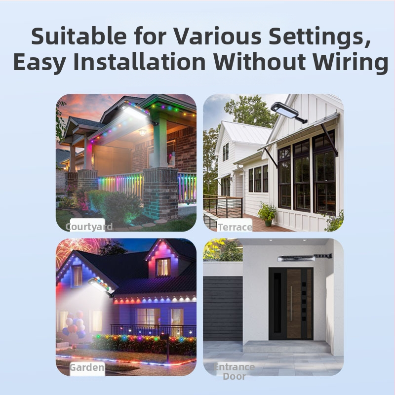 LED solárne nástenné svietidlo s pohybovým snímačom – vonkajšie IP65 záhradné svietidlo, 20W, 3.7V, životnosť 20000 h, prevádzka 6–12 h