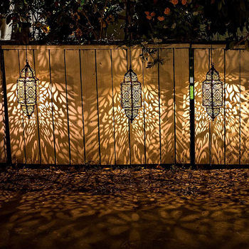 Ηλιακό μεταλλικό εξωτερικό κρεμαστό φωτιστικό προβολής κήπου – LED, 6–12 ωρών λειτουργίας, 0–2W, 1.2V, επαγωγικός διακόπτης