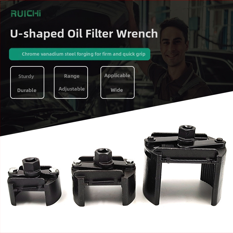 Ruichi 8600 nastaviteľný kľúč na olejový filter s dvoma čeľusťami, oceľ 45#, na demontáž a montáž olejového filtra, hmotnosť 0,44 kg