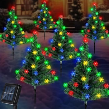 Napelemes földbe szúrható világítás – kis fa alakú kerti dekoráció, IP65, 5W, 6–12 órás üzemidő, élettartam 12000h