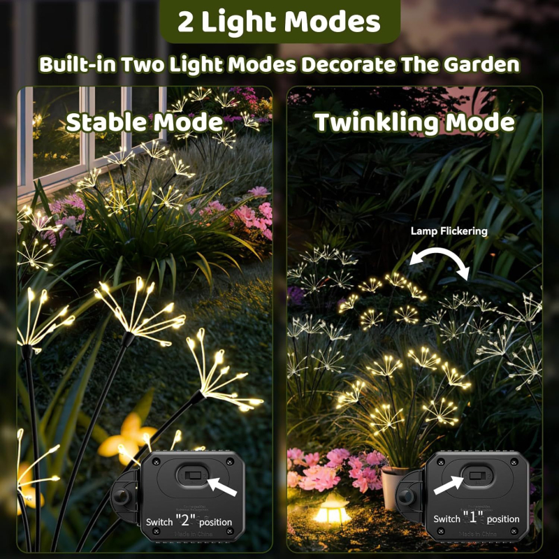 Napelemes rézdrót LED-sor, 60/120 LED, IP55, 1,2V, 6-12 óra működési idő, induktív kapcsoló