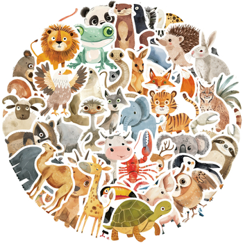 50 karikatúra állatos matricaszett, kézzel rajzolt graffiti, vízálló, DIY készlet gitárhoz, noteszhez és bőröndhöz