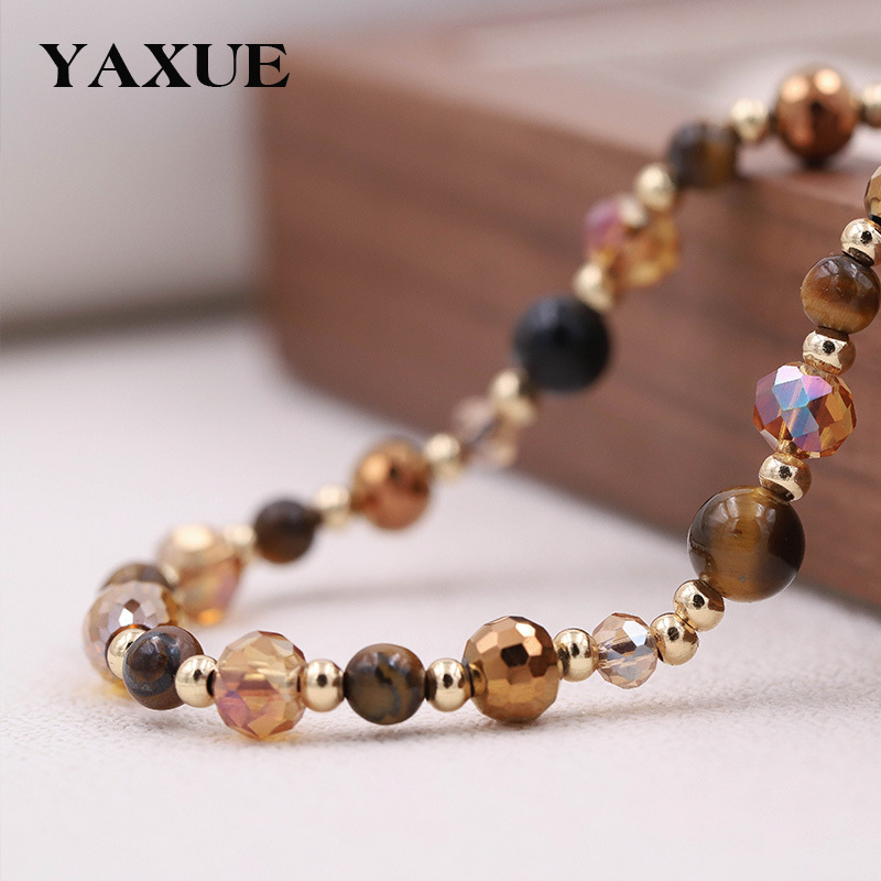 Mobiltelefon-lánc természetes tigrisszem gyöngyökkel, kézzel készített gyöngyök, Yaxue márka, egyszerű, felső kategóriás dizájn, 2025 tavaszi kiadás