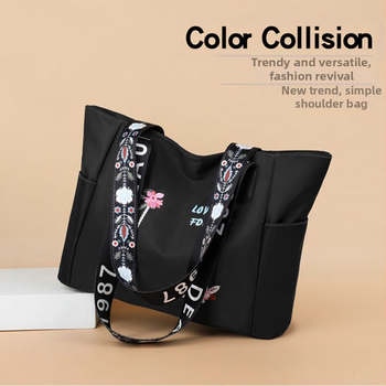 Suurmahuline Oxfordi tekstiilist käekott, õmmeldud kujundusega, aluse ja külgedega, kohandatav