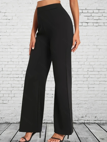 Naistele cropped sirged püksid elastse vööga, polüester 95%+, mikroelasticus, keskmise paksusega