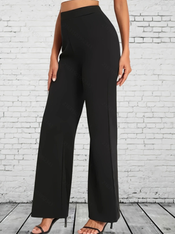 Naistele cropped sirged püksid elastse vööga, polüester 95%+, mikroelasticus, keskmise paksusega