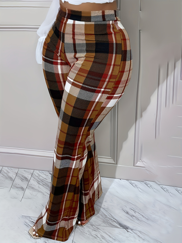 Poliészter anyagú női nadrág, lazán vágott, elasztikus derékkal, nyomott mintával, utcai hipster stílus