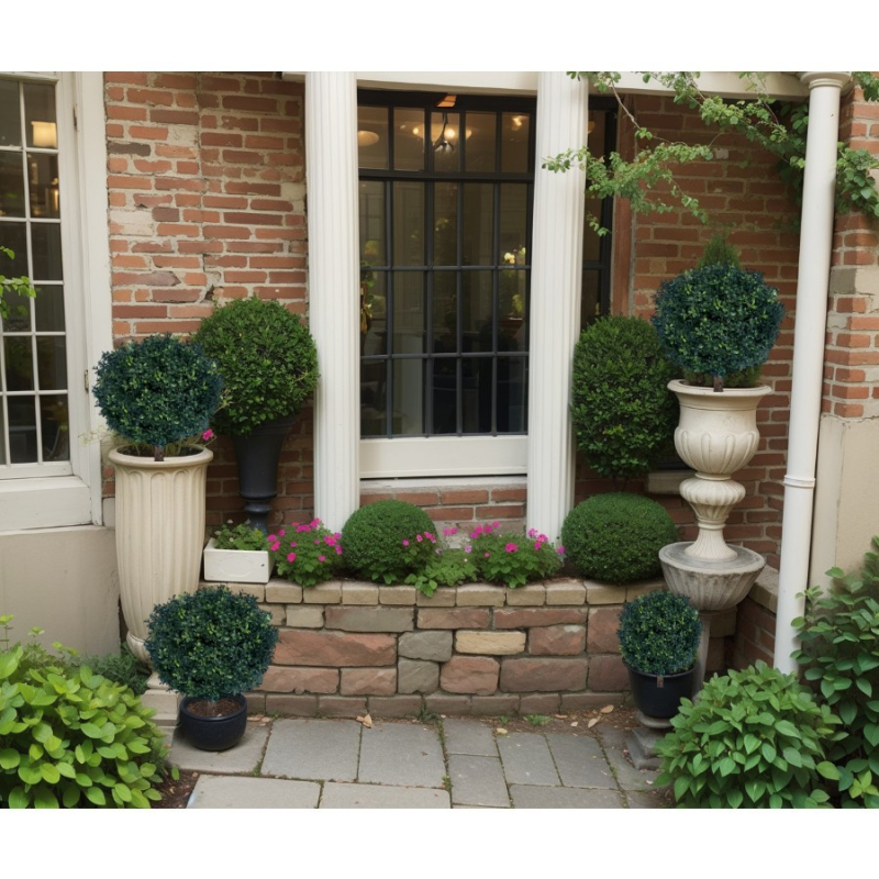 Изкуствен сферичен боксвуд храст | Пластмаса, Инжекционно формован, Вариант: 33703, Бранд: Neutral, За сватби, открити пространства и домашна декорация