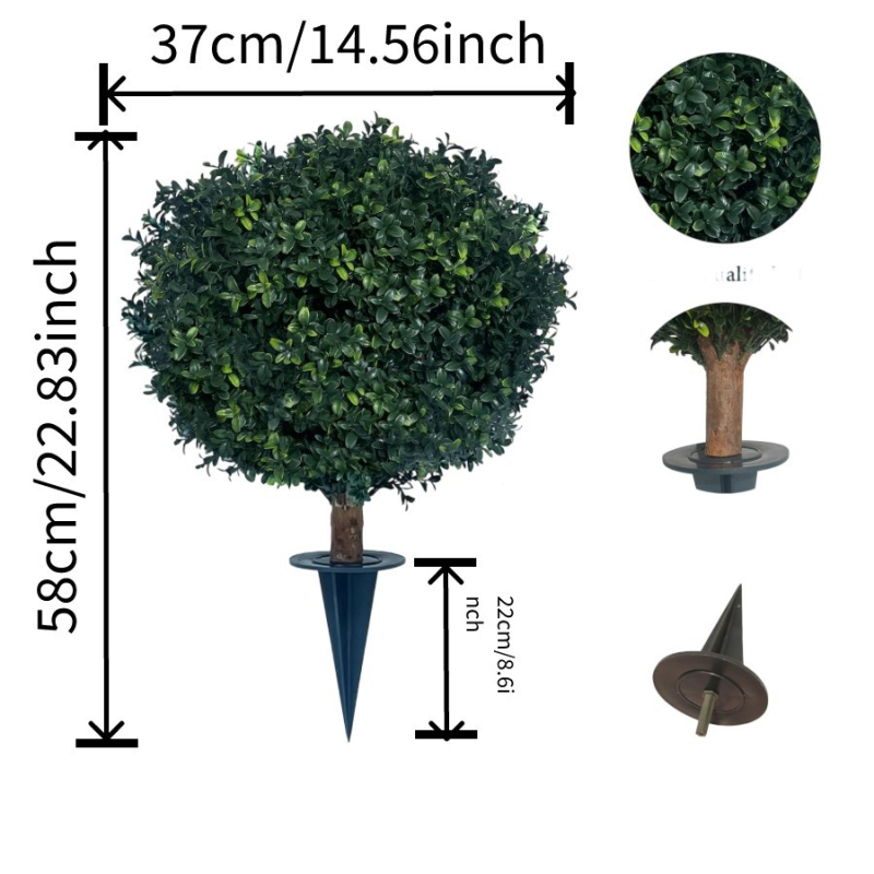 Изкуствен сферичен боксвуд храст | Пластмаса, Инжекционно формован, Вариант: 33703, Бранд: Neutral, За сватби, открити пространства и домашна декорация