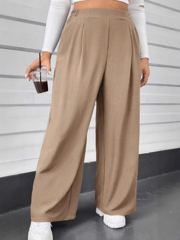 Дамски ежедневни панталони, прав градски стил, свободен силует, полиестер ≥95%, микроеластичност, пролет 2025