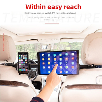 50HD12/88 Držiak do auta na telefón a tabletu pre opieradlo sedadla – dvojfunkčný, ABS+EVA, vstrekované formovanie
