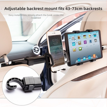 50HD12/88 Držiak do auta na telefón a tabletu pre opieradlo sedadla – dvojfunkčný, ABS+EVA, vstrekované formovanie