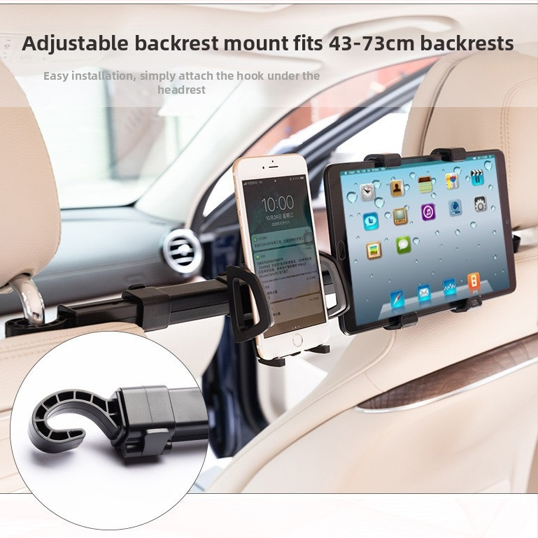 50HD12/88 Držiak do auta na telefón a tabletu pre opieradlo sedadla – dvojfunkčný, ABS+EVA, vstrekované formovanie