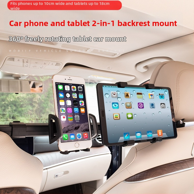 50HD12/88 Držiak do auta na telefón a tabletu pre opieradlo sedadla – dvojfunkčný, ABS+EVA, vstrekované formovanie