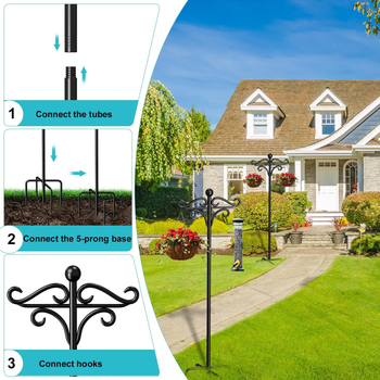 Метална овчарска закачалка за двор и градина за външно осветление, стил модерен минимализъм (Железен материал; Метална конструкция; Подходяща за двор/външни пространства; Стил: модерен минимализъм)