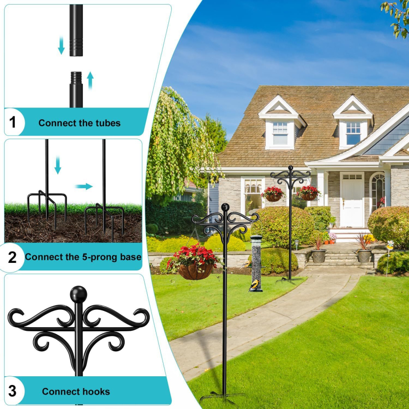 Метална овчарска закачалка за двор и градина за външно осветление, стил модерен минимализъм (Железен материал; Метална конструкция; Подходяща за двор/външни пространства; Стил: модерен минимализъм)