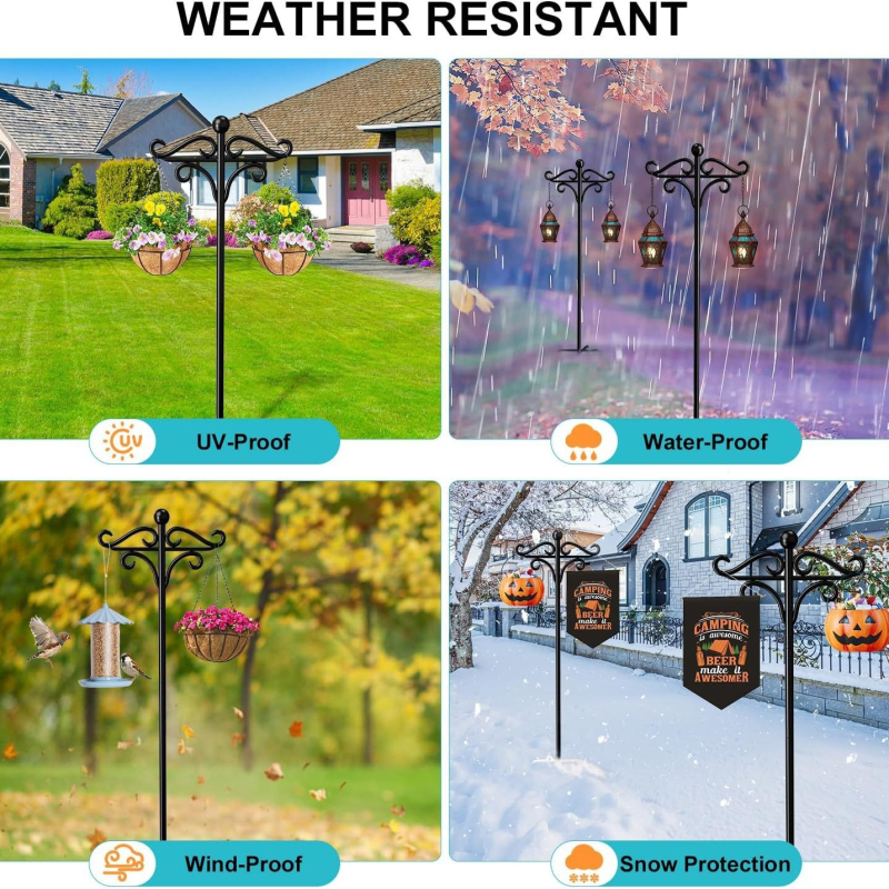 Метална овчарска закачалка за двор и градина за външно осветление, стил модерен минимализъм (Железен материал; Метална конструкция; Подходяща за двор/външни пространства; Стил: модерен минимализъм)