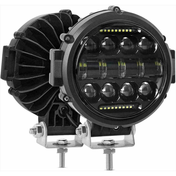 LED apaļā darba gaisma 75W, alumīnija korpuss, 12–24V, 5000–6900 lm, 6500K