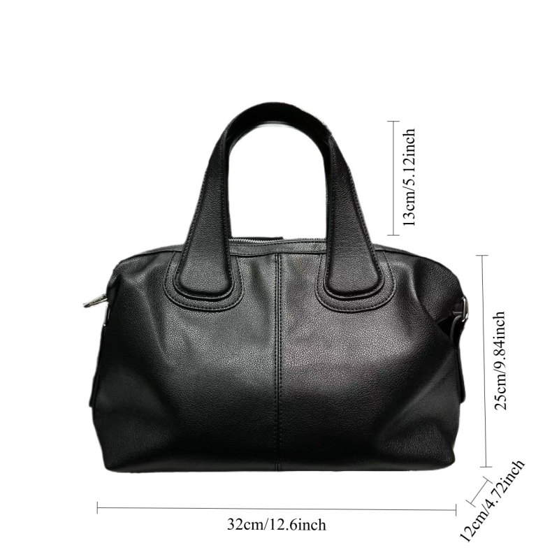 Női PU bőr kézitáska, városi egyszerű stílus, retro dizájn, nagy kapacitás, vízszintes négyzetes forma, cipzáras zárás.