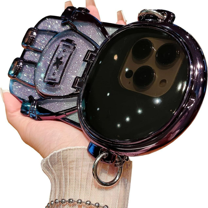 Kryt na telefón pre iPhone 14 Pro Max s elektroplátovaným dizajnom astronauta, make-up zrkadielkom a ochranu proti prášku – TPU; kompatibilné s iPhone 11 Pro Max, 12 Pro Max, 13 Pro Max, 13 Pro, 14 Pro, 14 Pro Max