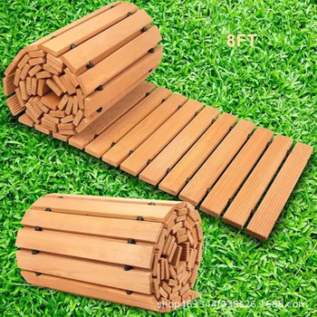 Fából készült kerti sétány, kézzel készített, modern minimalista stílus, függő díszítések, otthoni kerthez