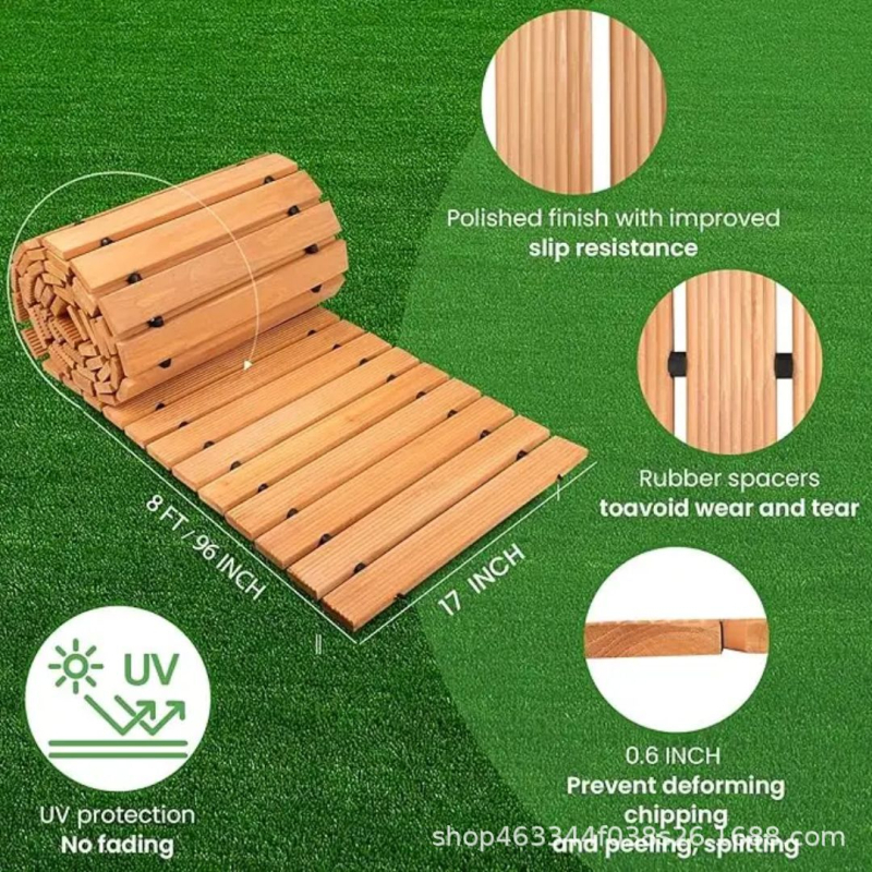 Fából készült kerti sétány, kézzel készített, modern minimalista stílus, függő díszítések, otthoni kerthez