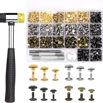 Huafei σετ μεταλλικών εξαρτημάτων δέρματος: ριβέ και διπλής όψης αγκράφα για ζώνες, τσάντες και δερμάτινα αντικείμενα