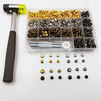 Huafei σετ μεταλλικών εξαρτημάτων δέρματος: ριβέ και διπλής όψης αγκράφα για ζώνες, τσάντες και δερμάτινα αντικείμενα