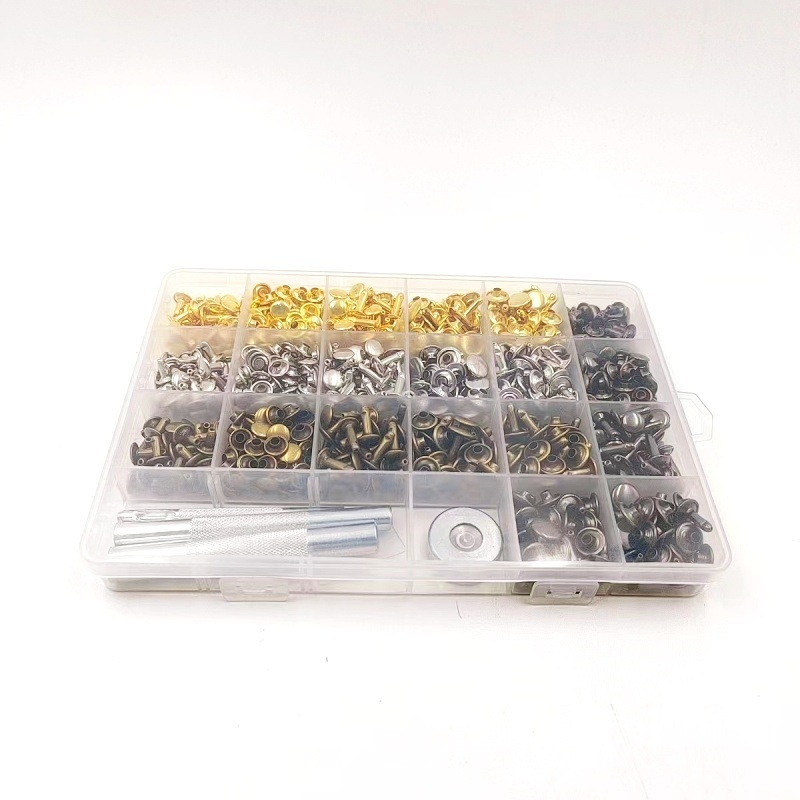 Huafei σετ μεταλλικών εξαρτημάτων δέρματος: ριβέ και διπλής όψης αγκράφα για ζώνες, τσάντες και δερμάτινα αντικείμενα