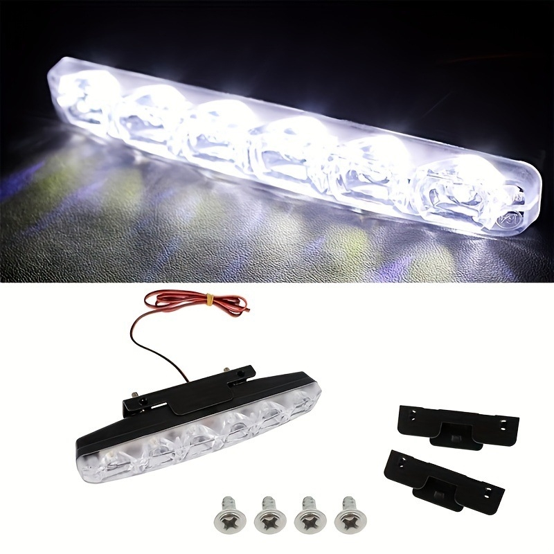 LED automobilių dienos žibintai, 6LED modelis, 12V, 5W, atsparūs vandeniui