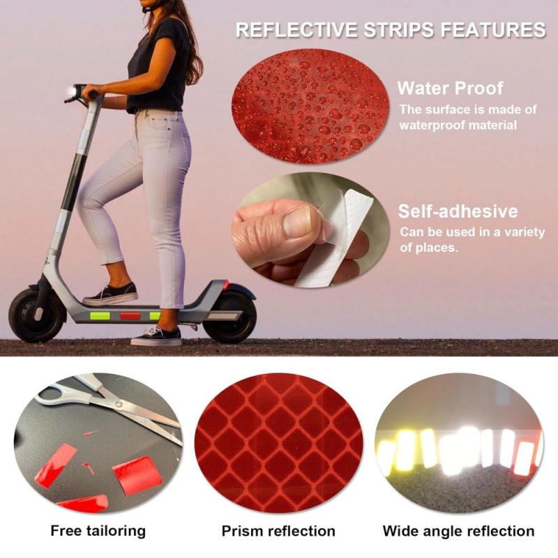 Šviesą atspindinti transporto priemonės lipdukas — automobiliams ir motociklo šalmui; poliuretanas, atsparus vandeniui, PET lipdukas