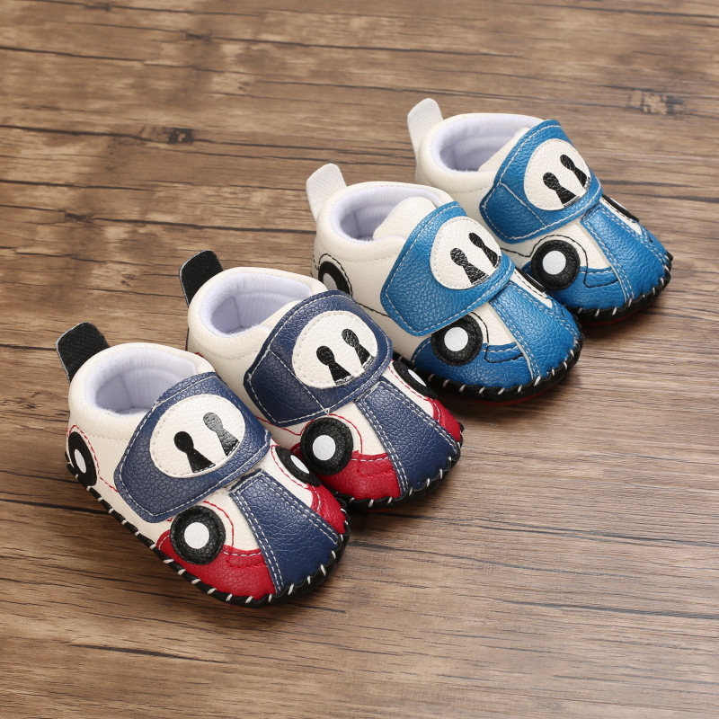 Детски обувки за проходилка 12–36 месеца с нехлъзгаща гумена подметка, велкро закопчаване, горна част изкуствен PU, стил анимационен
