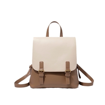 Ženski ruksak od prave kože u urbanom minimalističkom stilu, dvostruka kravlja koža, zatvaranje klapom, poliester podstava, unutarnji džepovi za telefon i osobnu iskaznicu, antifurt funkcija, ljetno izdanje 2024