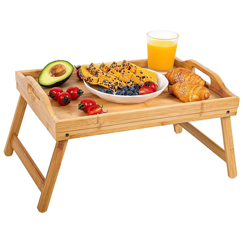 Degas sulankstomas bambukinės lovos padėklas – daugiafunkcinis staliukas maistui ir nešiojamam kompiuteriui, kilmė Šandong, logotipo spausdinimo galimybė