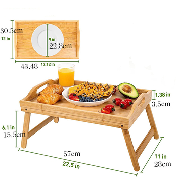 Degas sulankstomas bambukinės lovos padėklas – daugiafunkcinis staliukas maistui ir nešiojamam kompiuteriui, kilmė Šandong, logotipo spausdinimo galimybė