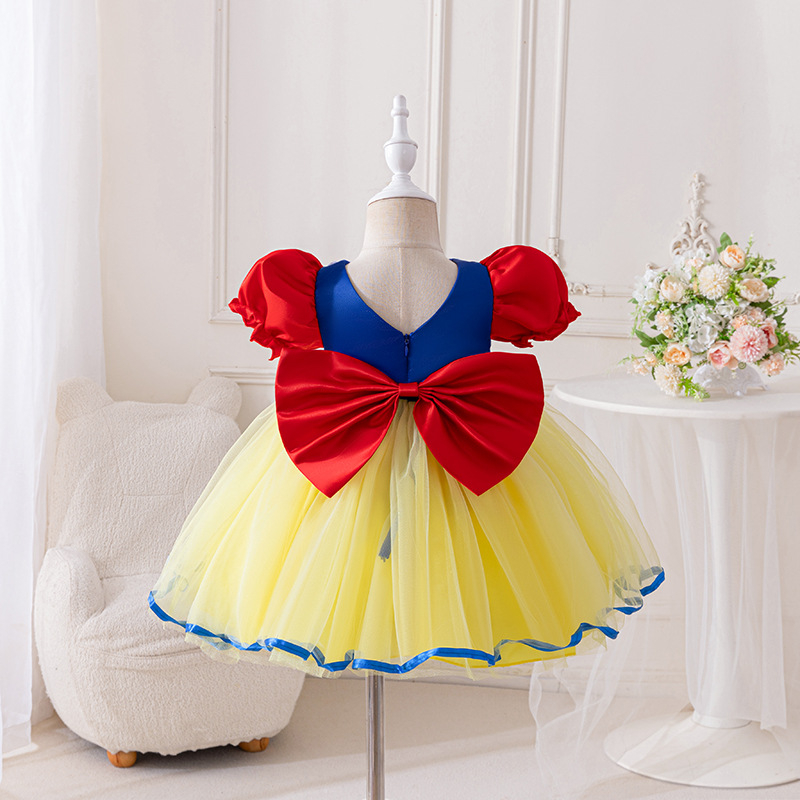 Lányoknak szóló Hófehérke hercegnő ruhája előadásokhoz, rövid ujjú, tüllszoknya, poliészter