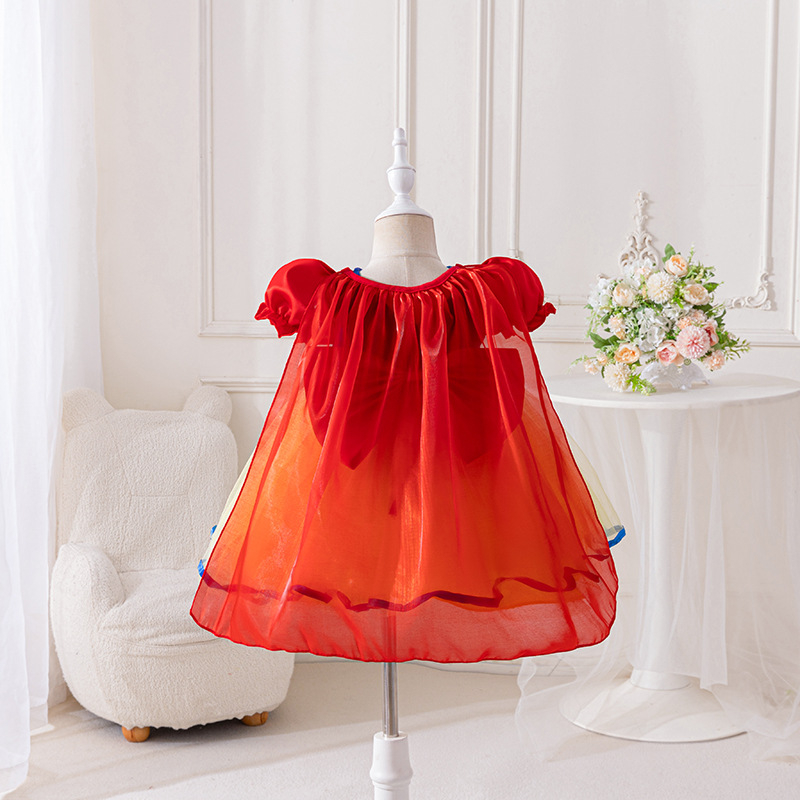 Lányoknak szóló Hófehérke hercegnő ruhája előadásokhoz, rövid ujjú, tüllszoknya, poliészter