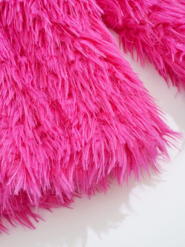 Dječji jesenski kaput od lažne krzna za djevojčice, s okruglim izrezom, dugim rukavima, vanjska tkanina i podstava od poliestera, za dob 3-8 godina