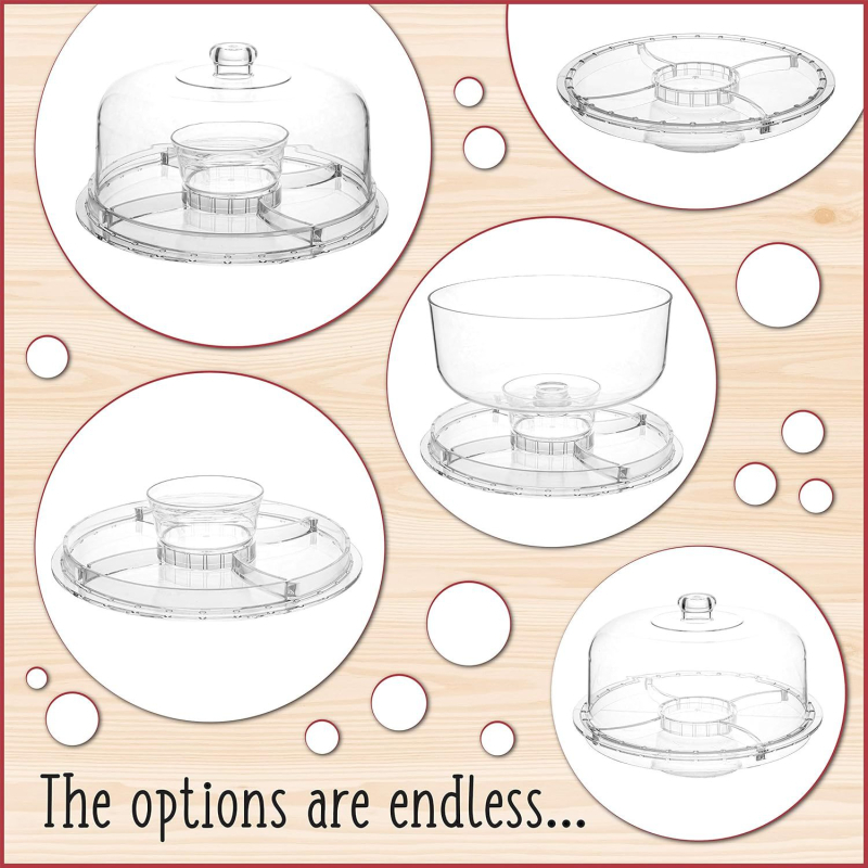 6-in-1 Daugiafunkcinis plastikinis vaisių padėklas ir tortų stovas (CASTLE PLASTIC, vaisių padėklas, 2021 m. vasara)