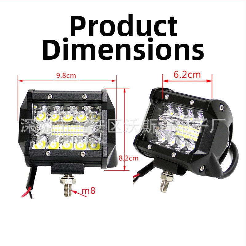 Офроуд работна светлина за автомобил – лента, 3 реда, 20 LED, 60W, 12–24V, WSQ-60WXSD