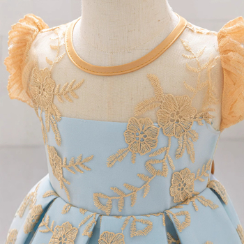 Φορρεμα παιδικό σε στυλ πριγκίπισσας με πίσω φιόγκο, ύφασμα από βαμβακερό μίγμα 65% βαμβάκι και επένδυση 35% βαμβάκι, για παιδιά 1-3 ετών