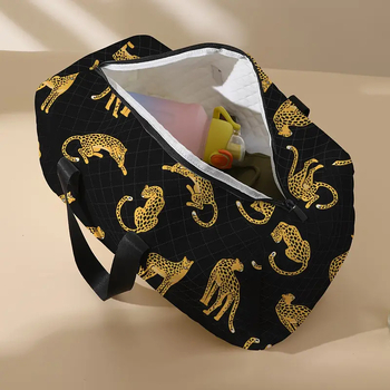 Utazótáska cipőrekeszével, kézzel festett karikatúra leopárd dizájnnal, 20–35L kapacitás, poliészter anyag, lélegző, ultra könnyű, bővíthető, digitális nyomtatás, poliészter bélés