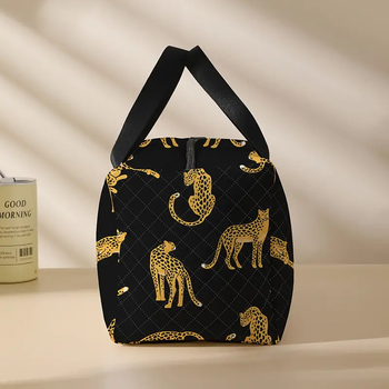 Utazótáska cipőrekeszével, kézzel festett karikatúra leopárd dizájnnal, 20–35L kapacitás, poliészter anyag, lélegző, ultra könnyű, bővíthető, digitális nyomtatás, poliészter bélés