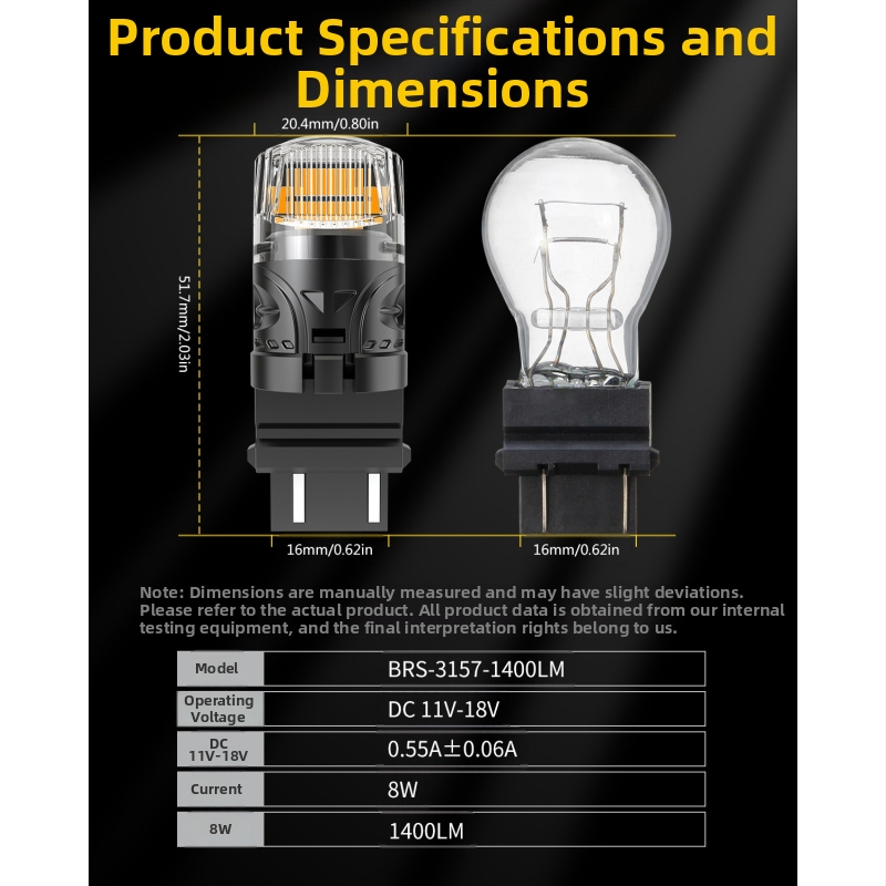 Φανάρι ουρά αυτοκινήτου 3157/3156 T25 LED, 8W, 11-18V, 1400LM