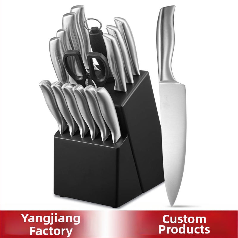 Roostevabast terasest kööginožu komplekt tühi käepide ja puidust noahoidjaga, 16-osaline, 3Cr13 terasest