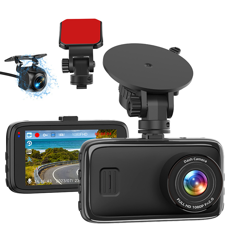 Κάμερα καταγραφής αυτοκινήτου με εμπρός και πίσω διπλής καταγραφής, οθόνη 3 ιντσών, 1080p, γωνία 170°, νυχτερινή όραση
