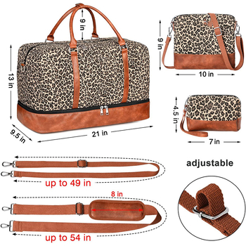 Leopard mintás utazótáska, kapacitás 20-35L, Oxford anyag, kopásálló, uniszex