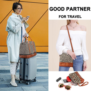 Leopard mintás utazótáska, kapacitás 20-35L, Oxford anyag, kopásálló, uniszex