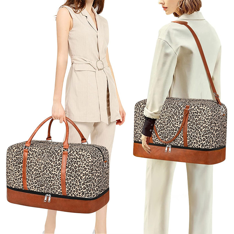 Leopard mintás utazótáska, kapacitás 20-35L, Oxford anyag, kopásálló, uniszex