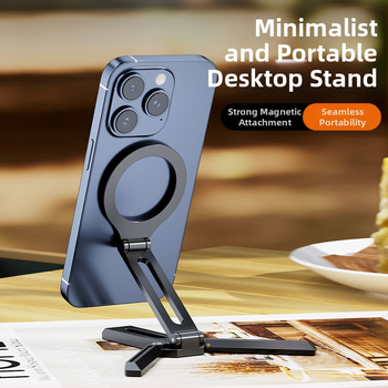 Suport de masă pentru telefon cu MagSafe, trepied metalic din aliaj, portabil și design universal